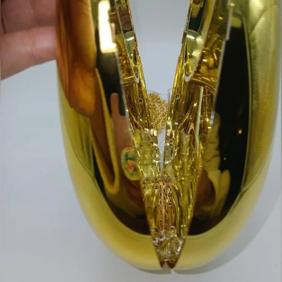 Gold Crescent Shaped Metal Look Acrylic Shoulder Handbag​ - Picture 4 of 4